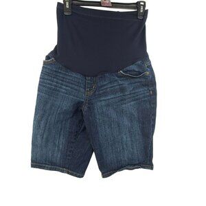 116.  Liz Lange Maternity Full Belly Coverage Denim Shorts Blue Size S/P